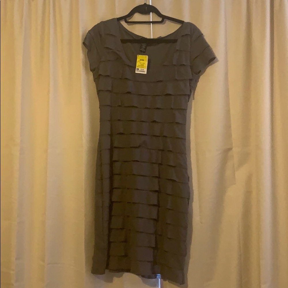Charcoal grey dress with ruffles - New With Tags